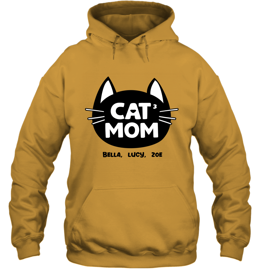 Cat Mom Family Members ( Customized Name or Number ) Hoodie Hoodie Gold