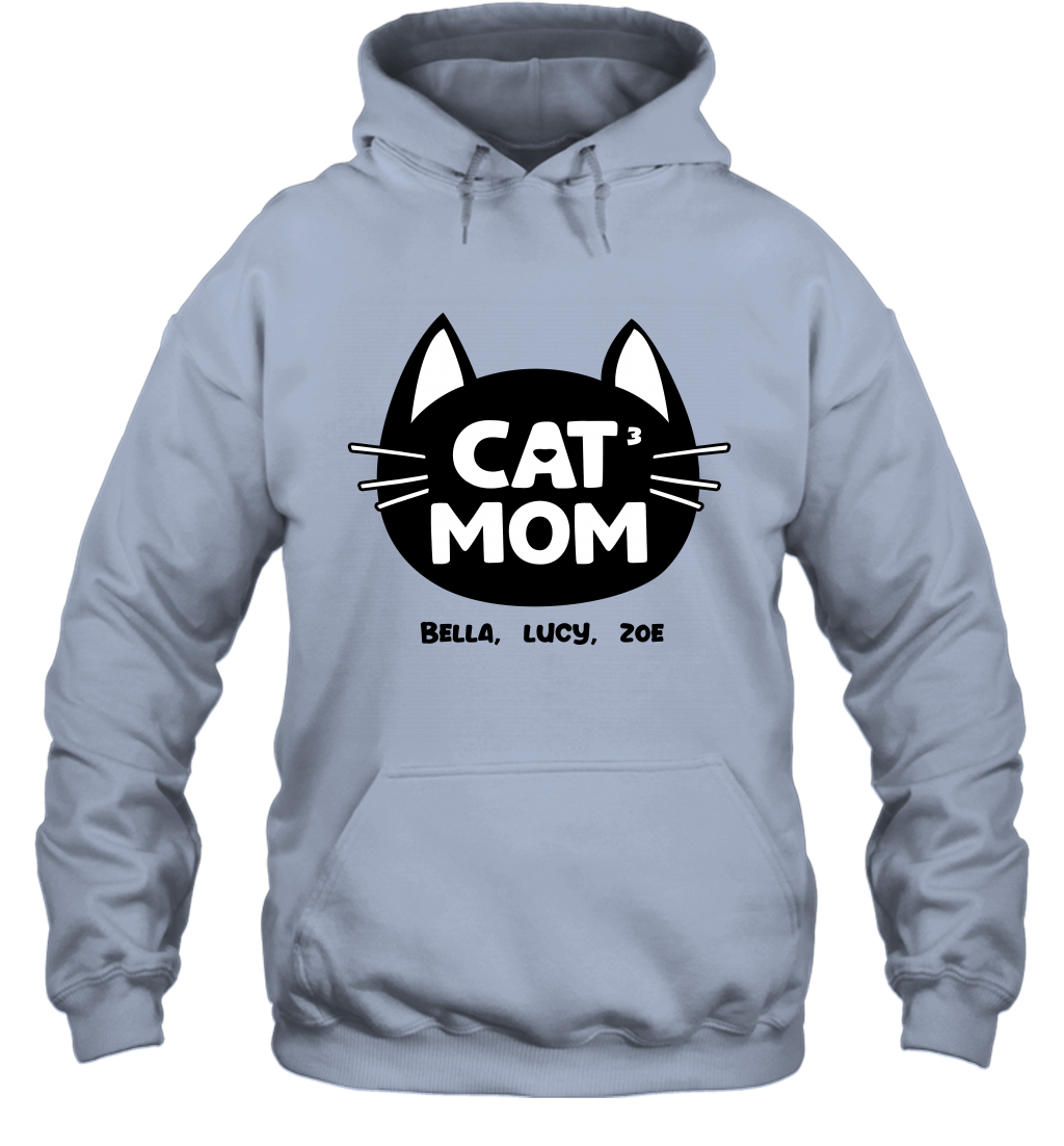 Cat Mom Family Members ( Customized Name or Number ) Hoodie Hoodie Light Blue