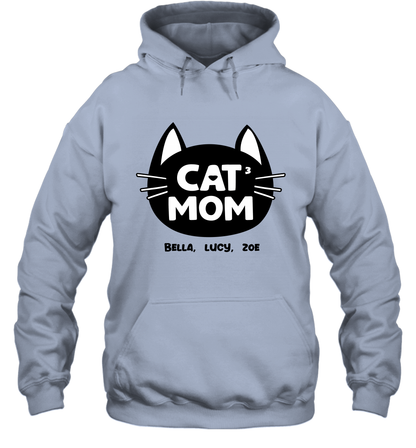 Cat Mom Family Members ( Customized Name or Number ) Hoodie Hoodie Light Blue