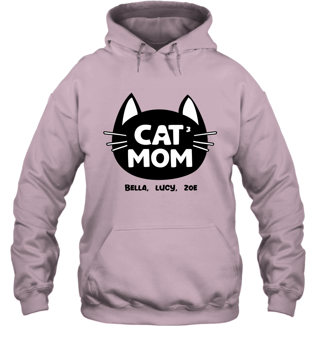 Cat Mom Family Members ( Customized Name or Number ) Hoodie Hoodie Light Pink