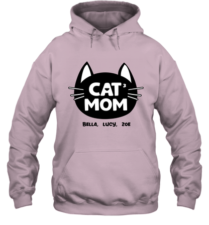 Cat Mom Family Members ( Customized Name or Number ) Hoodie Hoodie Light Pink