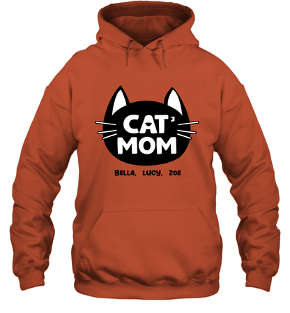 Cat Mom Family Members ( Customized Name or Number ) Hoodie Hoodie Orange