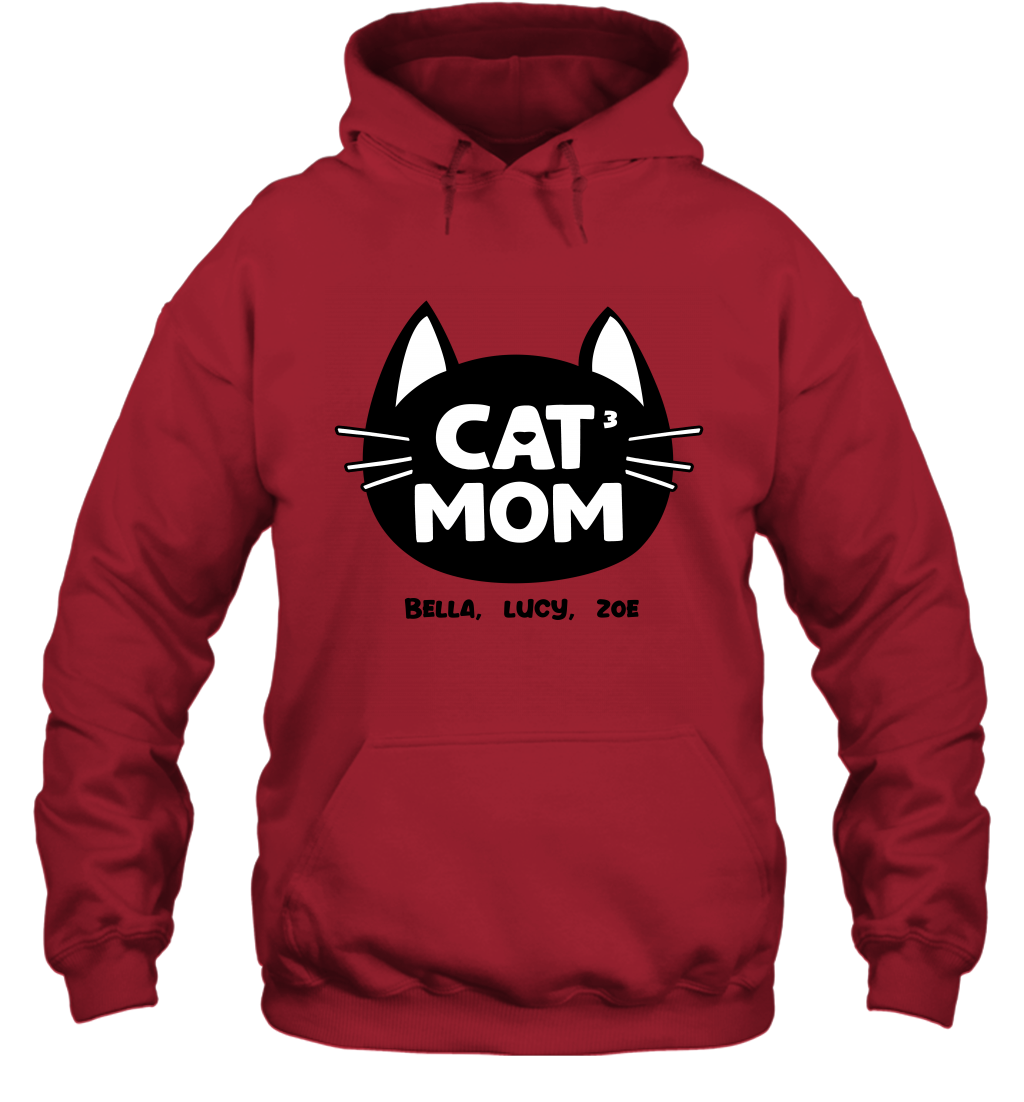 Cat Mom Family Members ( Customized Name or Number ) Hoodie Hoodie Red