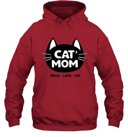 Cat Mom Family Members ( Customized Name or Number ) Hoodie Hoodie Red