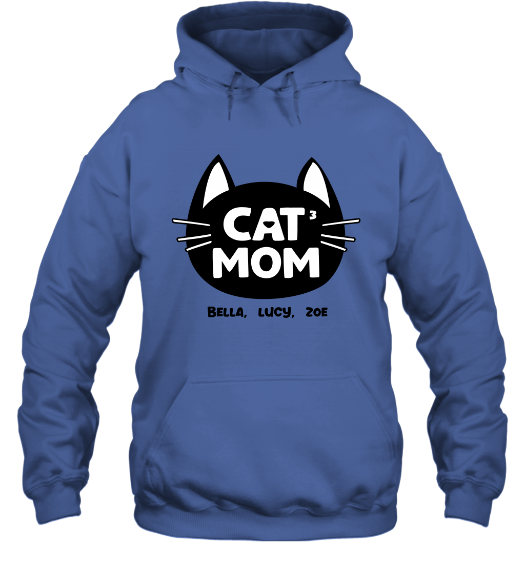 Cat Mom Family Members ( Customized Name or Number ) Hoodie Hoodie Royal