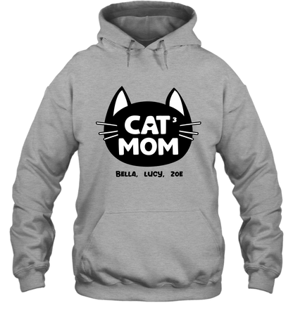Cat Mom Family Members ( Customized Name or Number ) Hoodie Hoodie Sport Grey