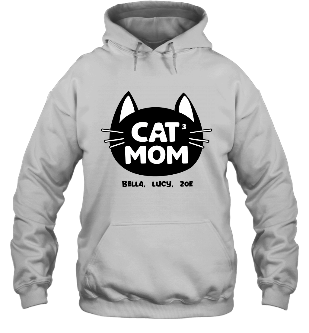 Cat Mom Family Members ( Customized Name or Number ) Hoodie Hoodie White