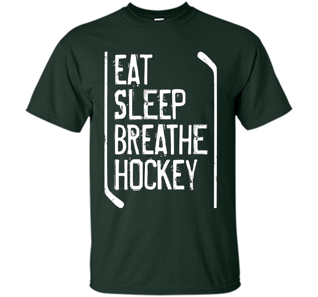 Hockey T-shirt Eat Sleep Breathe Hockey Forest Green