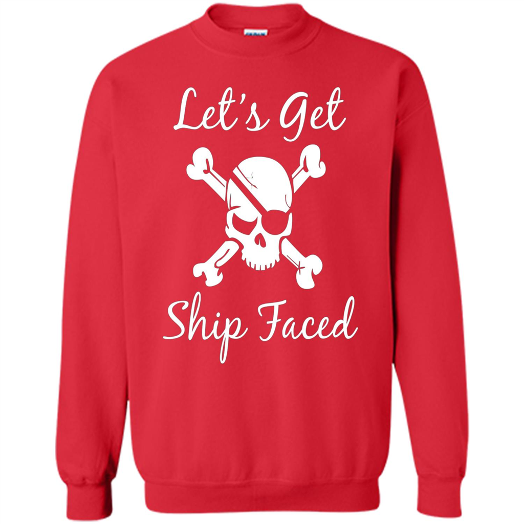 Let's Get Ship Faced T-shirt Funny Sailing Boat Cruise T-shirt Red