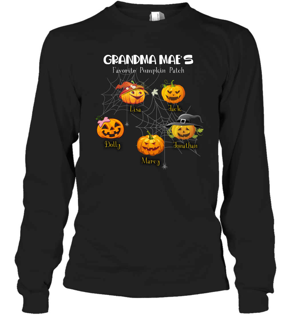 Grandma mae's favorite pumpkin patch Halloween Custom Long Sleeve T-Shirt Long Sleeve T-Shirt Black