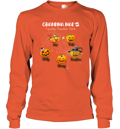 Grandma mae's favorite pumpkin patch Halloween Custom Long Sleeve T-Shirt Long Sleeve T-Shirt Orange