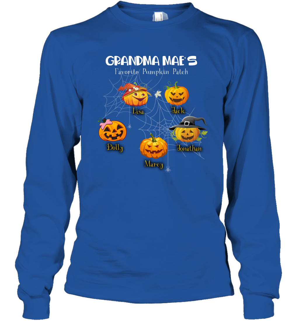 Grandma mae's favorite pumpkin patch Halloween Custom Long Sleeve T-Shirt Long Sleeve T-Shirt Royal