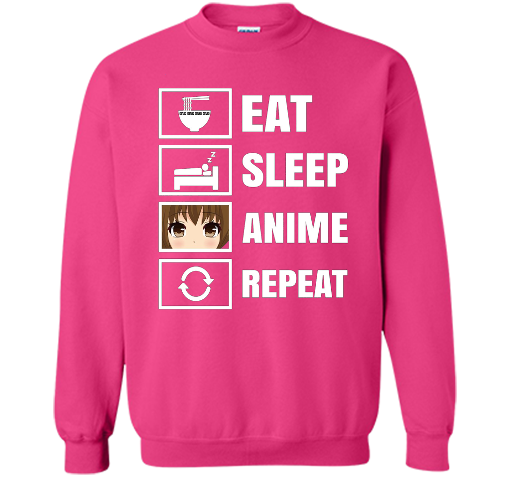 Eat Sleep Anime Repeart T-Shirt Funny Anime Geek cool shirt