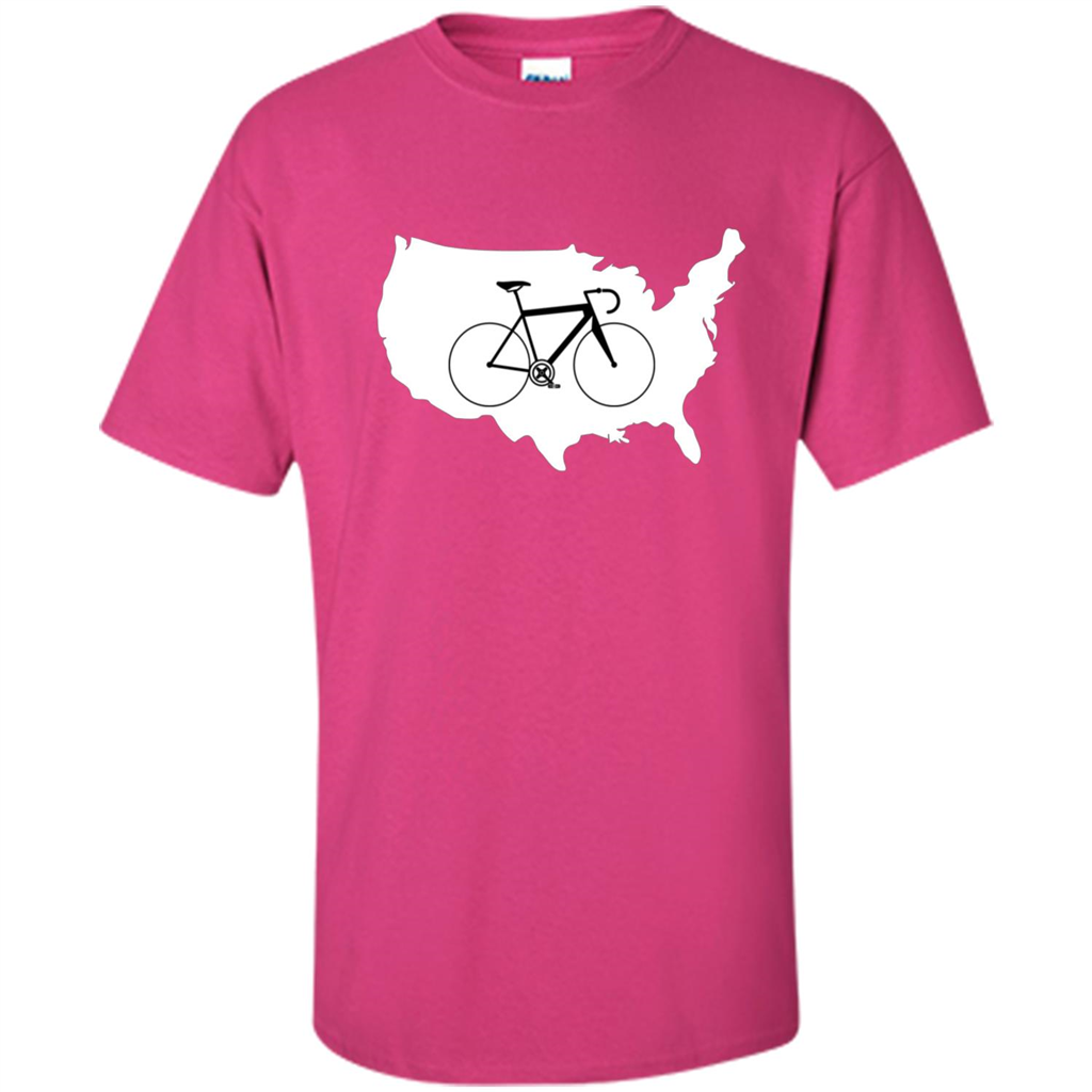 Bicycle America T-shirt USA States Road Bike Heliconia