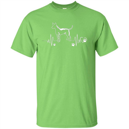 Heartbeat Mexican Hairless Dog T-shirt Heartbeat Paw Dogs Lime