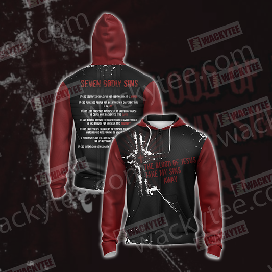 Christian - Seven Godly Sins Unisex Zip Up Hoodie Jacket 4XL