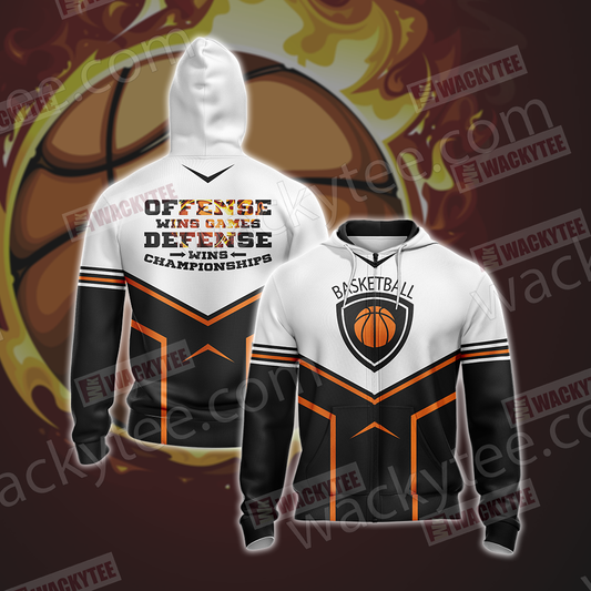 Basketball Unisex Zip Up Hoodie Jacket 4XL