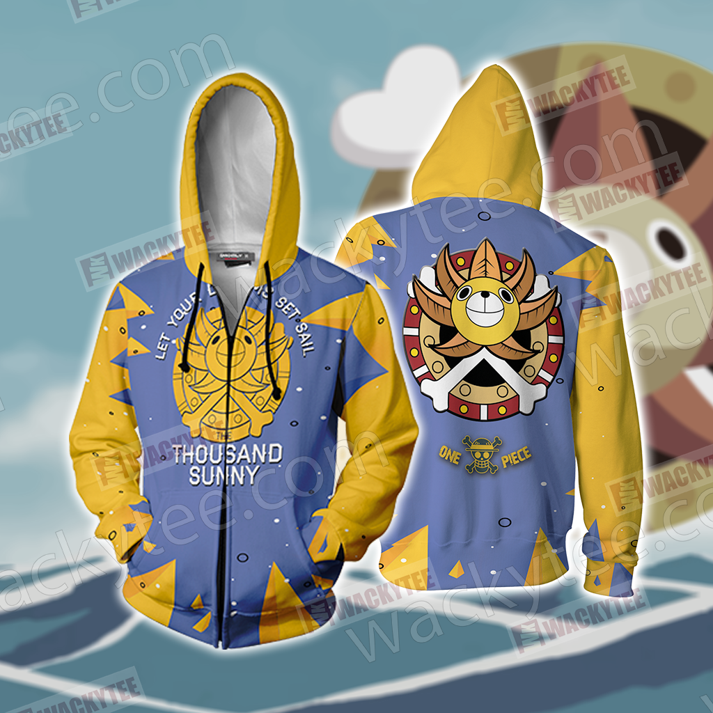 One Piece - Thousand Sunny Zip Up Hoodie Jacket 4XL