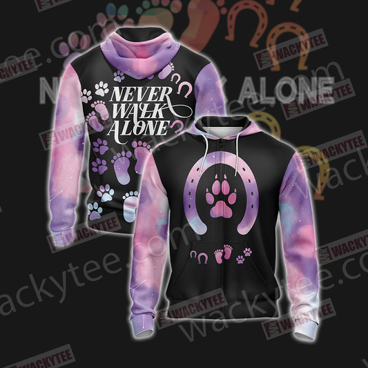 Never Walk Alone Dog and Horse Unisex Zip Up Hoodie Jacket 4XL