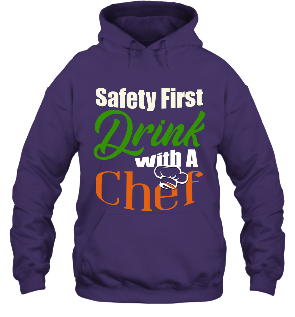 Safety First Drink With A Chef Saint Patricks Day Shirt Hoodie Purple