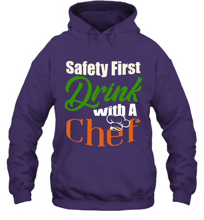Safety First Drink With A Chef Saint Patricks Day Shirt Hoodie Purple