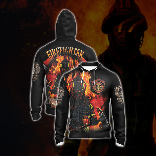 Firefighter First In Last Out Unisex Zip Up Hoodie 4XL