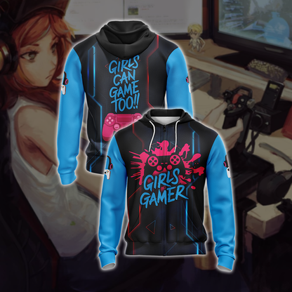 Girls Gamer Gaming Lovers Unisex Zip Up Hoodie 4XL