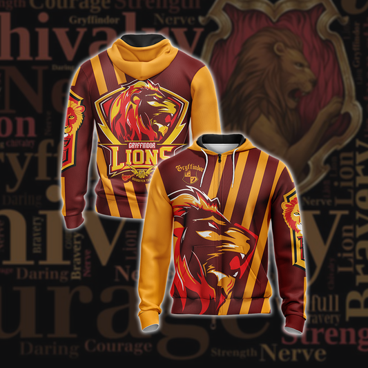 Gryffindor Lion Quidditch Team Harry Potter New Style Unisex Zip Up Hoodie