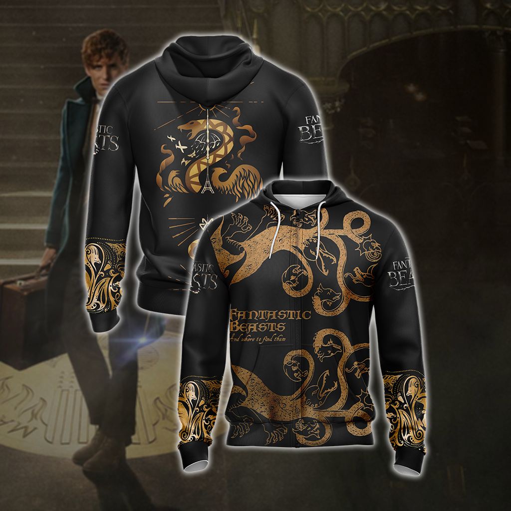 Fantastic Beasts Style Unisex Zip Up Hoodie