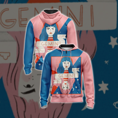 Gemini Birthday Unisex Zip Up Hoodie 4XL