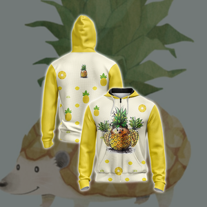 Pineapple Hedgehog Unisex Zip Up Hoodie