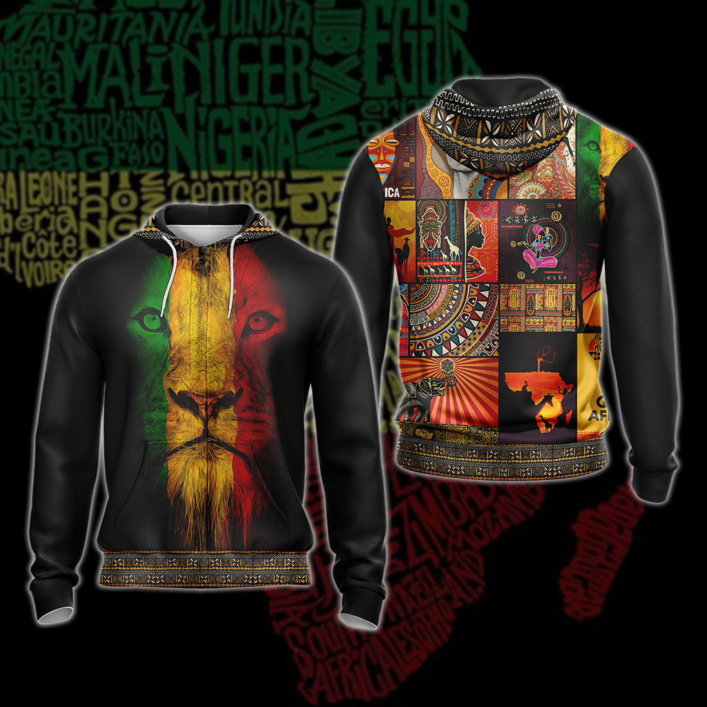 African Culture Unisex T-shirt Zip Hoodie Pullover Hoodie Zip Hoodie