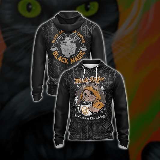 Black Coffee As Good As Black Magic Cat Unisex Zip Up Hoodie 4XL