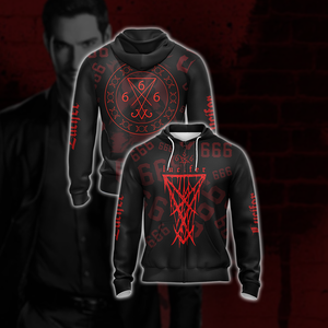 Lucifer (tv series) 666 tattoo Unisex Zip Up Hoodie