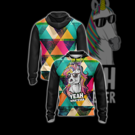 Hipster Unicorn Yeah Whatever Unisex Zip Up Hoodie 4XL