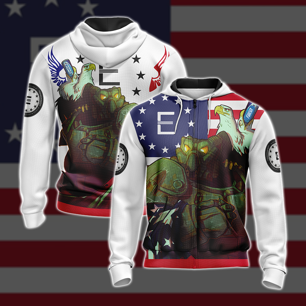 Fallout - Enclave Flag Unisex Zip Up Hoodie 4XL