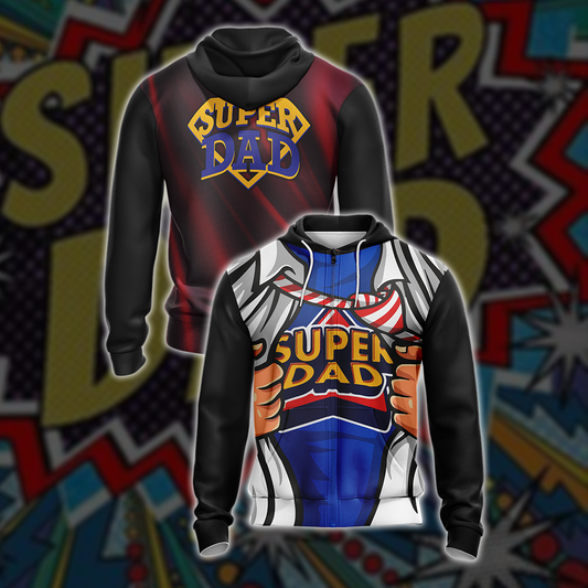 Super Dad Father's Day Unisex Zip Up Hoodie 4XL