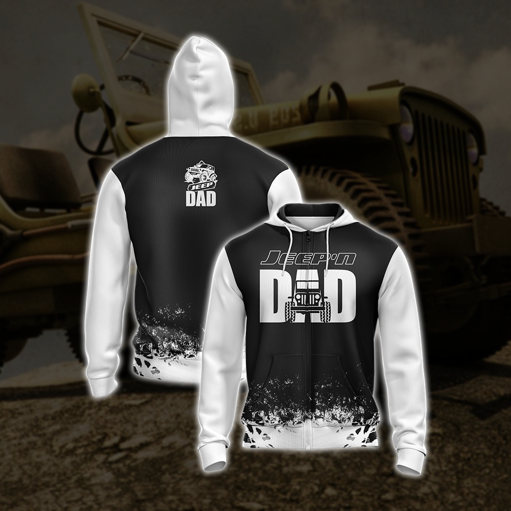 Jeep n Dad Father's Day Unisex Zip Up Hoodie 4XL