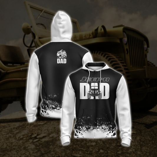 Jeep n Dad Father's Day Unisex Zip Up Hoodie 4XL