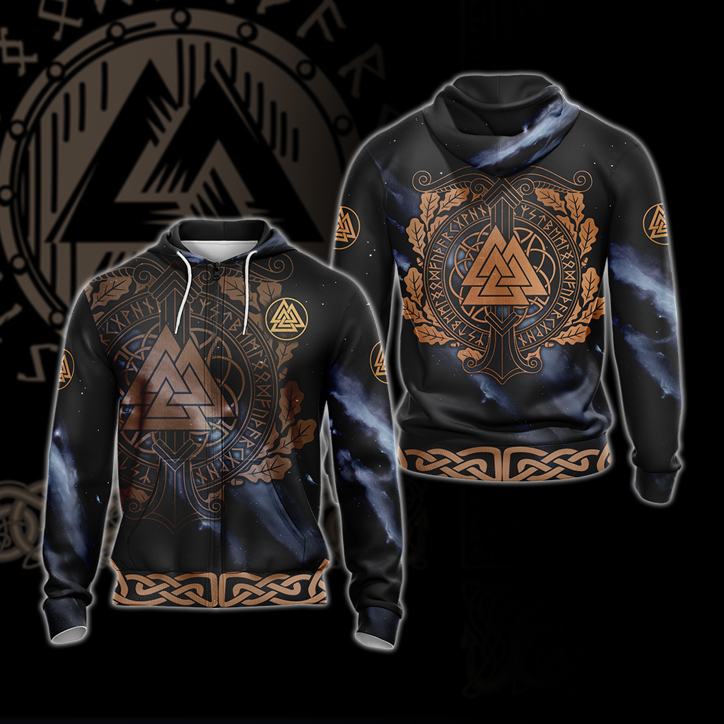 Asgard Viking Symbol T-shirt Zip Hoodie Pullover Hoodie Zip Hoodie