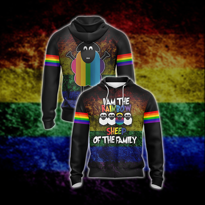 LGBT - I Am Rainbow Sheep Of The The Family Unisex Zip Up Hoodie 4XL