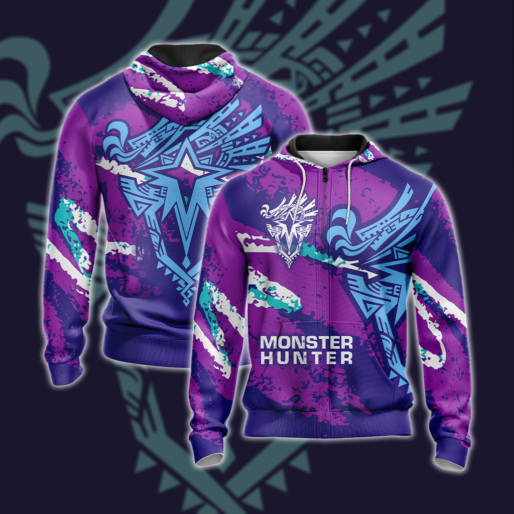 Monster Hunter World Iceborne - Logo Unisex 3D Zip Up Hoodie