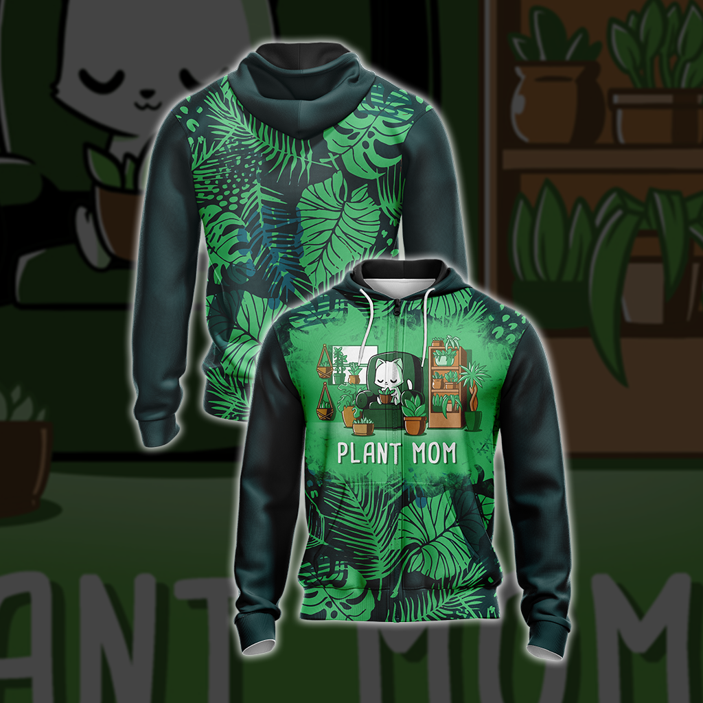 Plant Cat Mom Unisex Zip Up Hoodie 4XL
