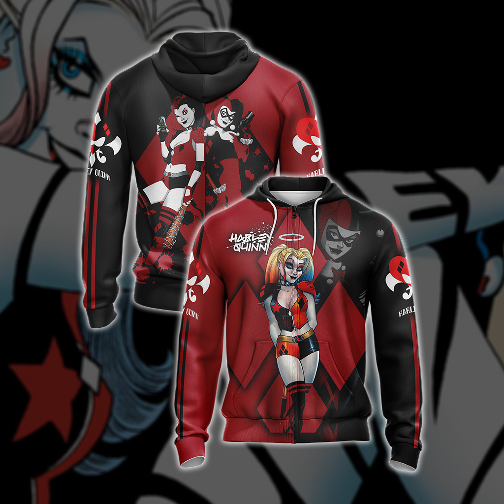 Harley Quinn - Old And New Style Unisex Zip Up Hoodie