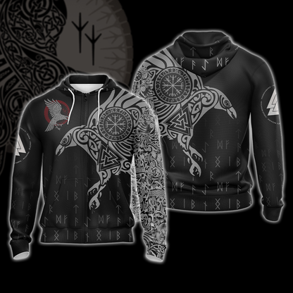 Nordic Warrior Viking Unisex 3D T-shirt Zip Hoodie Pullover Hoodie Zip Hoodie