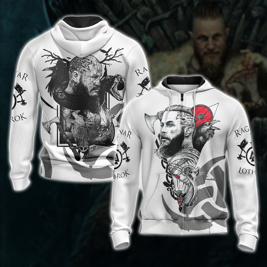 Vikings- Ragnar Lodbrok Unisex Zip Up Hoodie 4XL